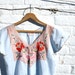 LIGHT BLUE floral Mexican market dress 1980s