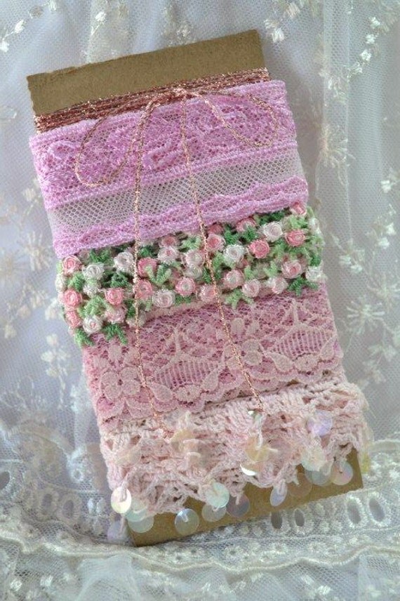 Vintage Ribbon Lace Trim Pink Bundle