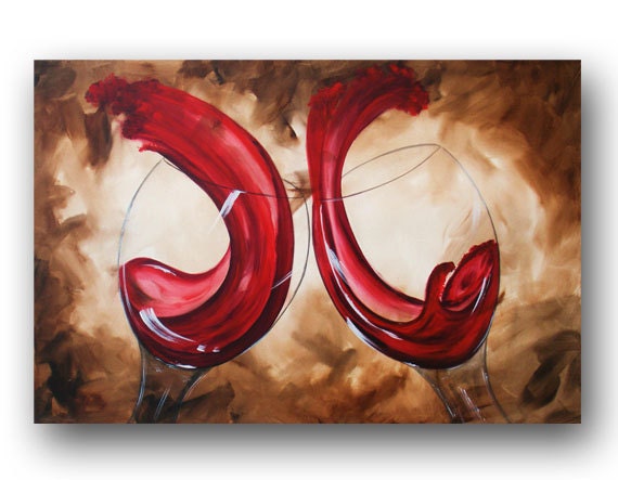 Red Wine Painting Wine ART Abstract Painting Bar Painting