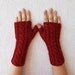 Hand-knitted Cabled Fingerless Gloves/ Wrist Warmers Red