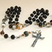 Rosary Beads, Balck Agate & Jasper, St Michael Center, Holy Trinity Crucifix