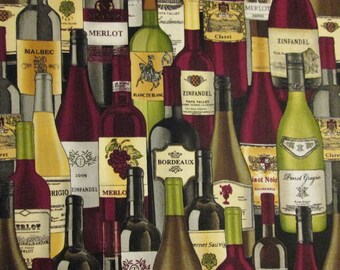 Wine Bottles With Names Cotton Fabric Fat Quarter Or Custom Listing