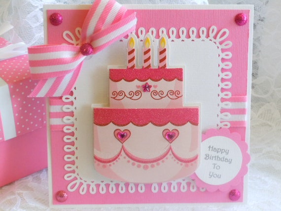 Birthday Card Birthday Cake Handmade For Young Girl