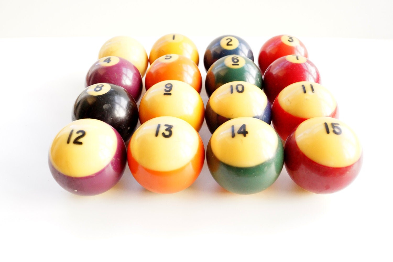 Vintage Standard Size Pool Balls / Billiard Balls Complete