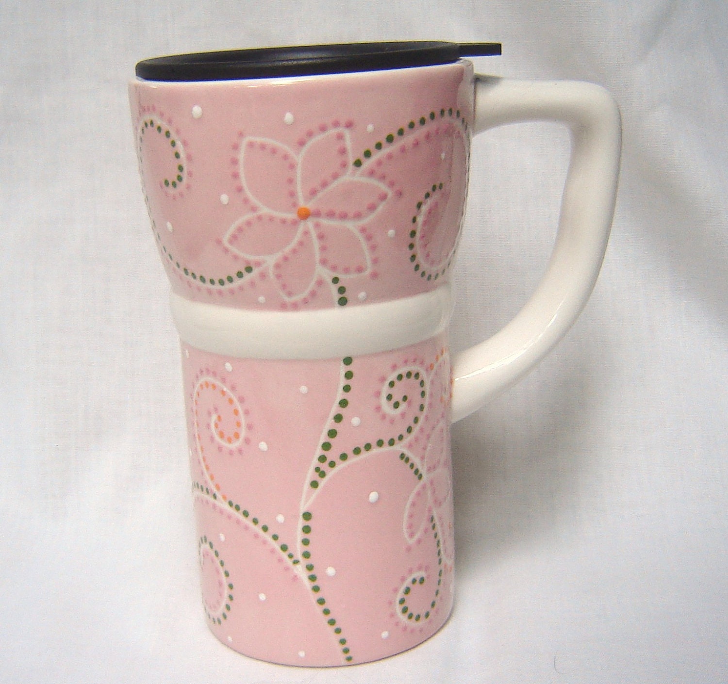 ceramic travel mug with handle and lid