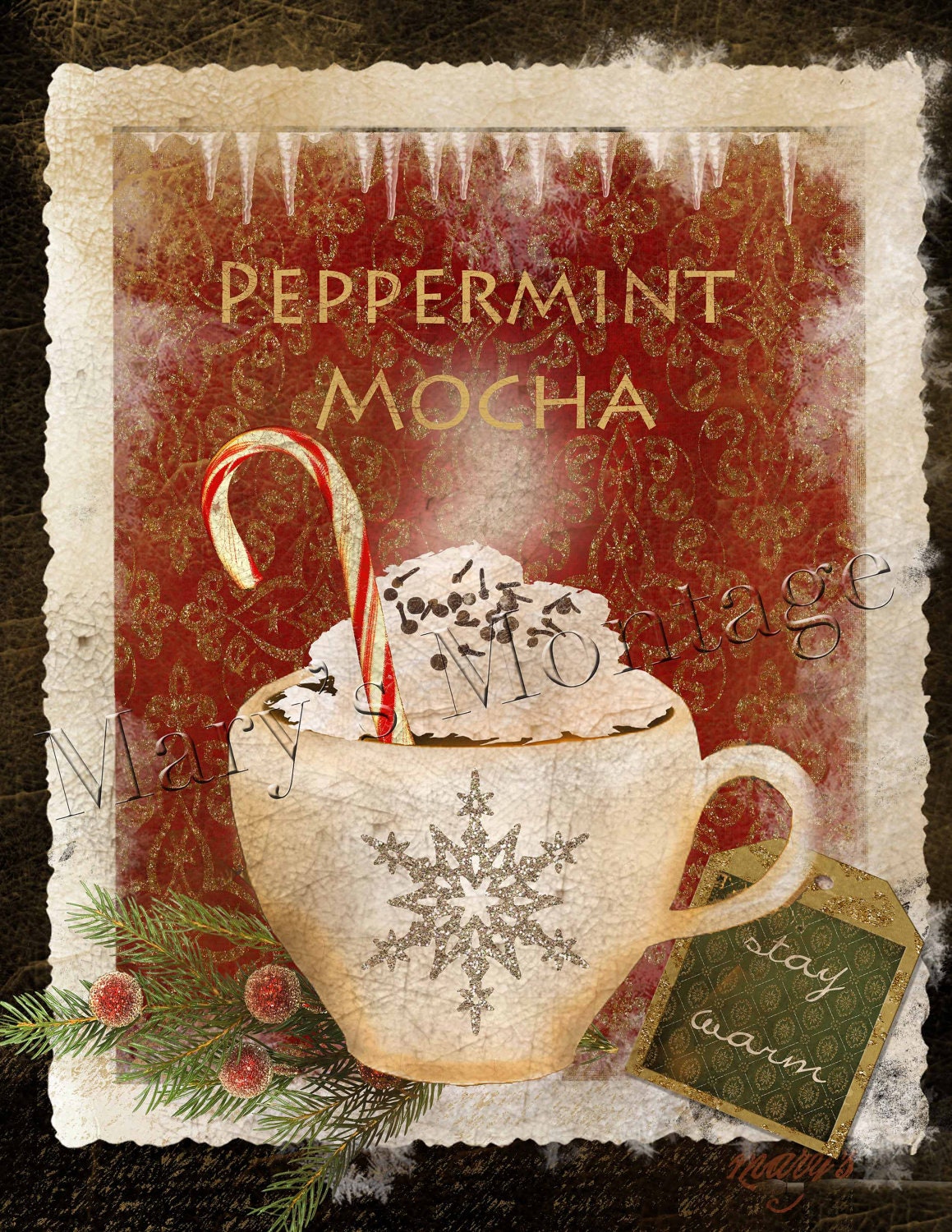 Christmas Coffee Download & Print Art 2 8.5x11 JPG FIles