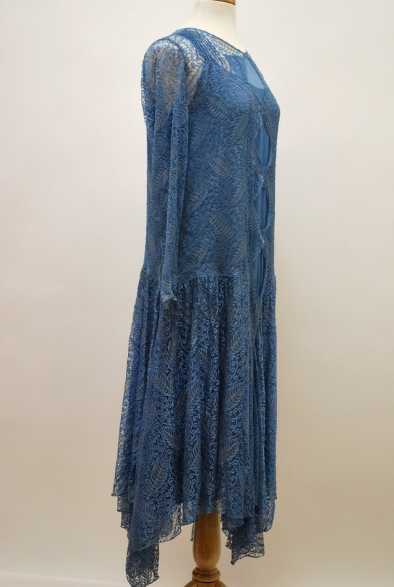 1920's Blue Lace Dress With Matching Wrap
