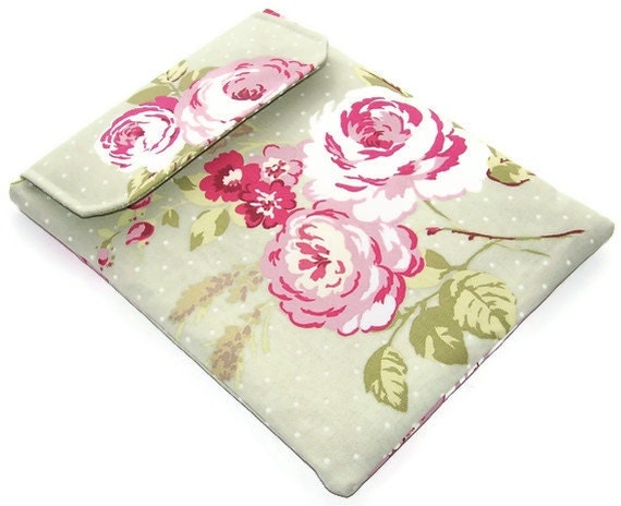 Handmade Ipad Sleeve ENGLISH ROSE GREEN by WhimsyWooDesigns on Etsy