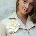 Wool Felted Flower Brooch. Ivory Cream Corsage Pin Flower with Swarovski pearls. Wedding Anniversary.