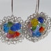 Earrings Rainbow Genuine Sea Glass Hand Knitted Fine Silver Wire Pods