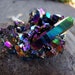 Reserved for Katie HUGE heart shaped titanium rainbow aura crystal cluster necklace