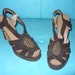 Vintage 40s Brown Suede Gold Studded Platform Shoes Heels Sandals