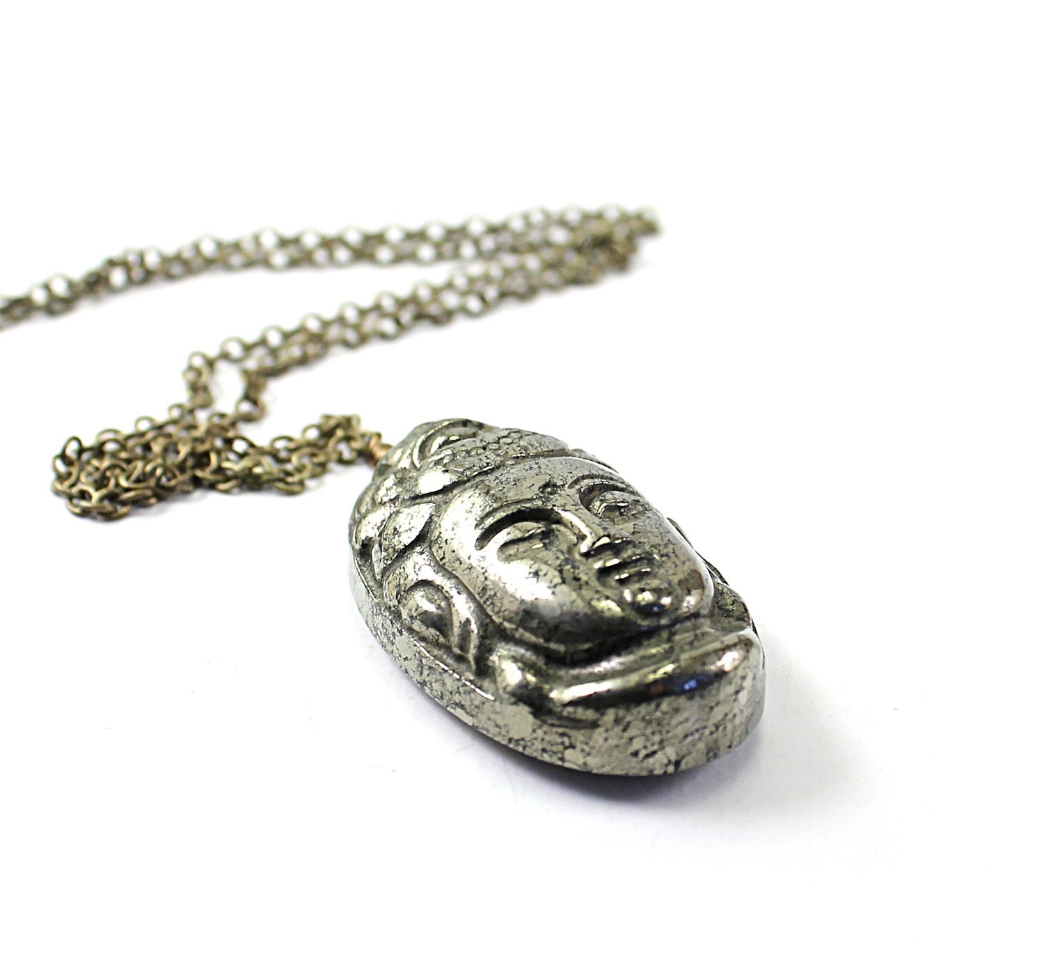 Yoga necklace carved buddha necklace meditation jewelry zen