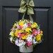 Spring Summer Wreath - Alternative - Multi Wreath - Door Wreath - Flower Pail - Flower Basket