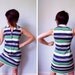 70s preppy MOD navy green white striped front button dress S