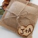 Wedding Ring Pillow / Rustic / Burned heart initial Charm