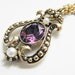 Vintage Amethyst Rhinestone Pendant Necklace 70s