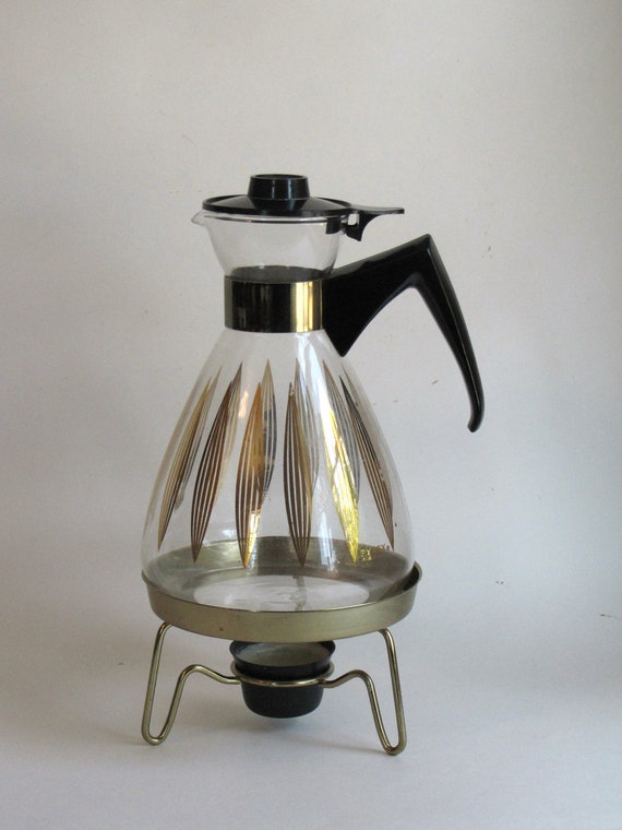 Vintage Mid Century Pyrex Glass Coffee Carafe with warming