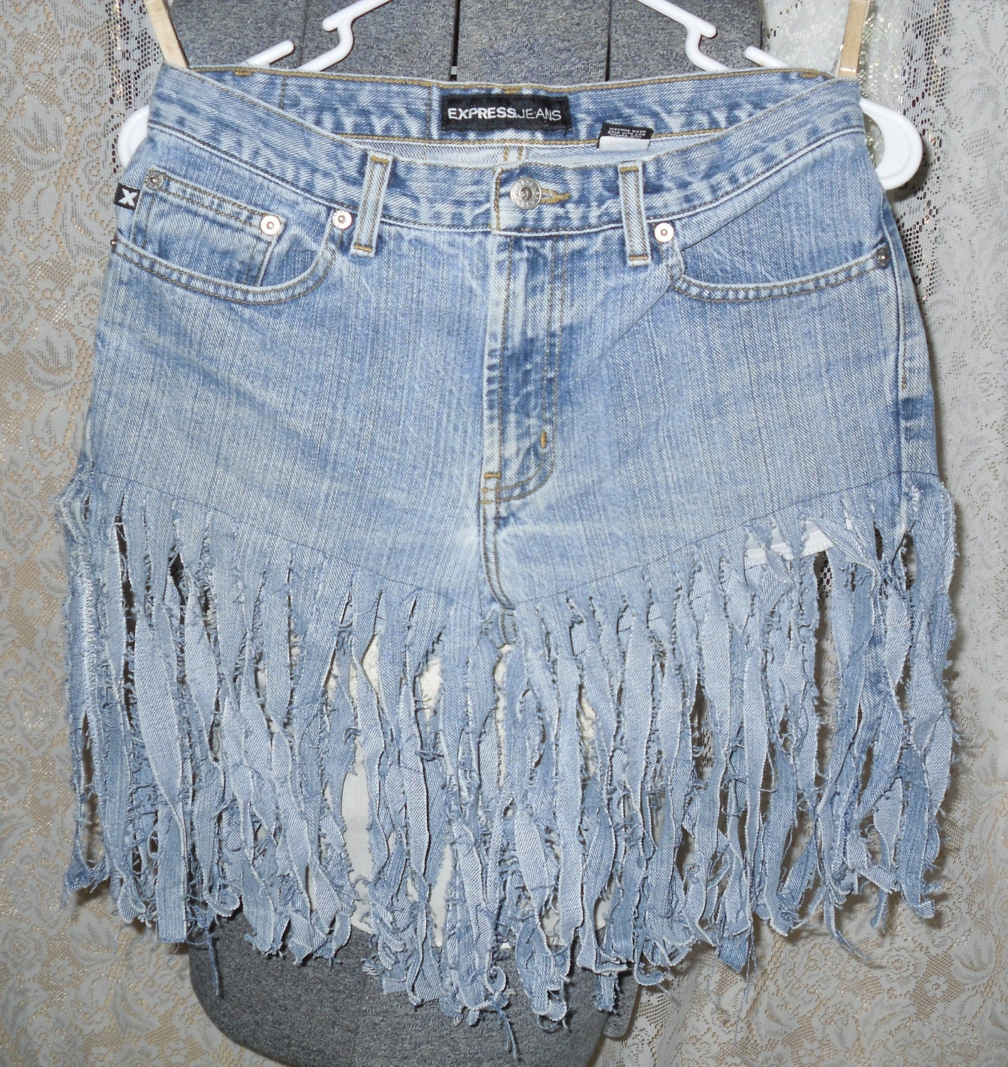 Black Womens Shorts Denim Fringe Tassel High Waist Jeans Shorts Metal Loops Patchwork Shorts 