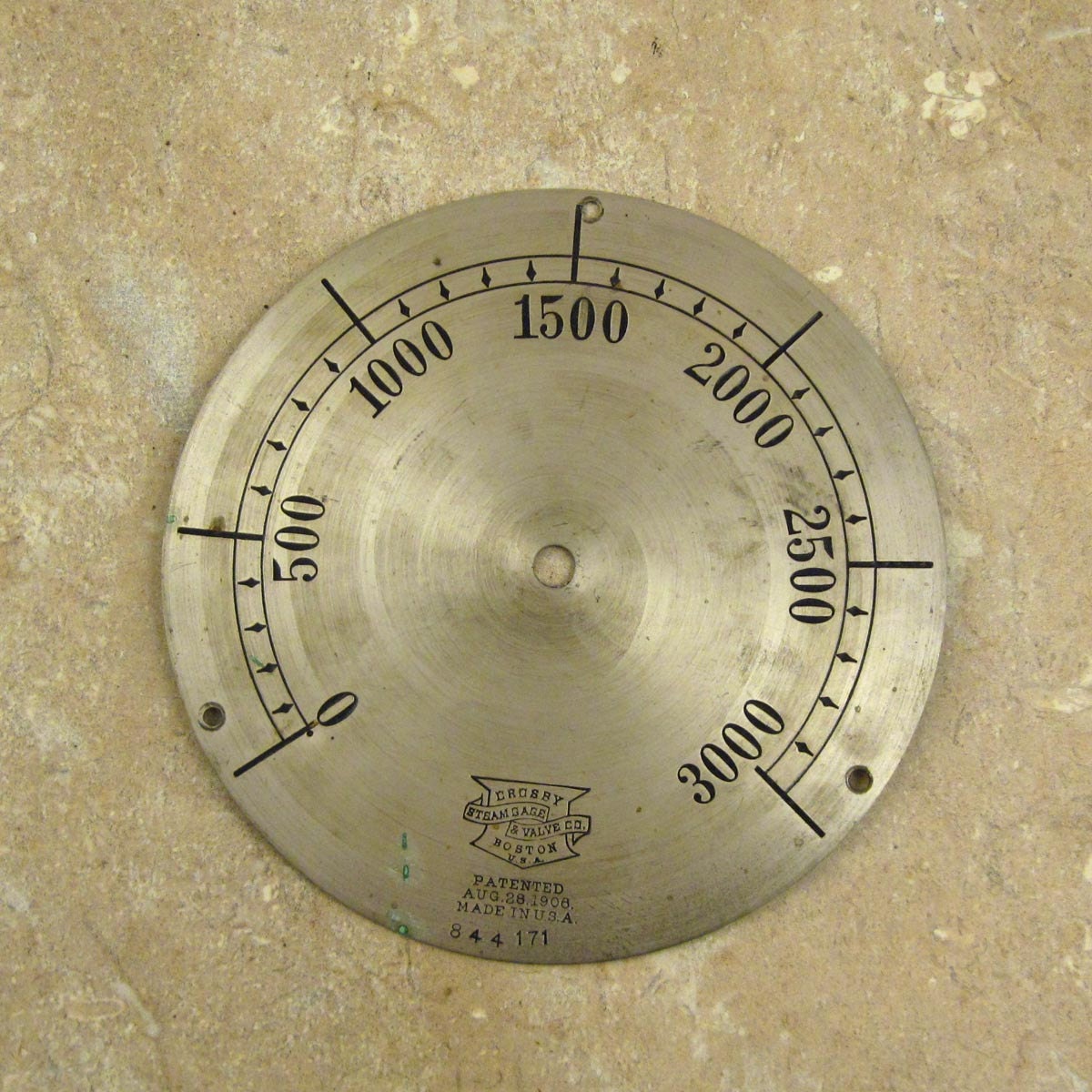 Antique Steam Gauge Brass Dial Face 6 Six Across