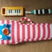 SALE - Ready to ship - Bloom - Pastel cherry red and white stripe ukulele bag (Soprano Size)