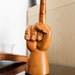 vintage wood middle finger carving : sculpture