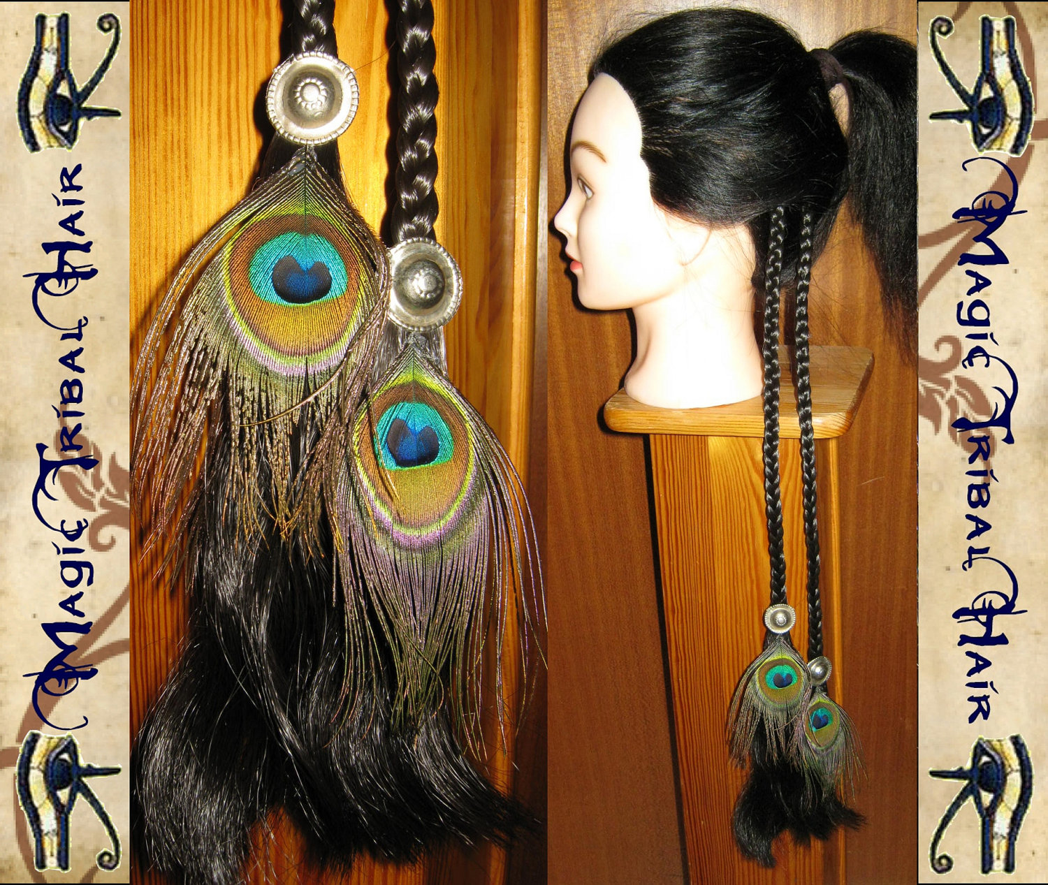 FANTASY wedding PEACOCK TASSELS Faery plait extensions hair piece -custom colour- feather fascinator hair falls Reenactment sca adornment steampunk buy now online