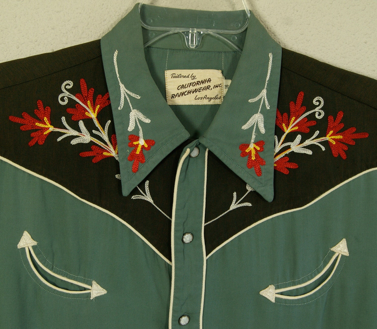 50s California Ranchwear 16 Rayon Gabardine Embroidered