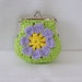 Small Framed Coin Purse Pouch Handmade From Two Crocheted Granny Squares