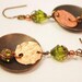 Metal Work Earrings, Cooper, Brass and Swarovski Crystal Dangling Pierced Earrings CKDesigns.us