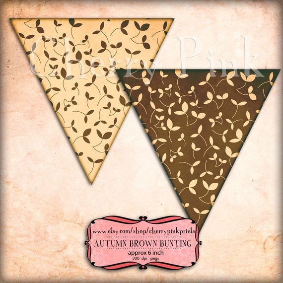 FALL BUNTING BROWN style digital printable bunting download