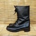 Vintage Lady's Black Faux Leather Lace Up Boots Size EUR 38 US Woman 7 1/2