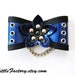 Last one - Metallic blue PVC Cyber Flower bow hair clip gothic industrial with eyelets and chain