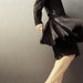 Black Sequins Lace 80s Rock Chick Dress Peplum Asymmetrical Circle Skirt New Years Dress