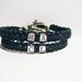 Couples Bracelets Sterling Silver Initials Black Hemp Set of 2