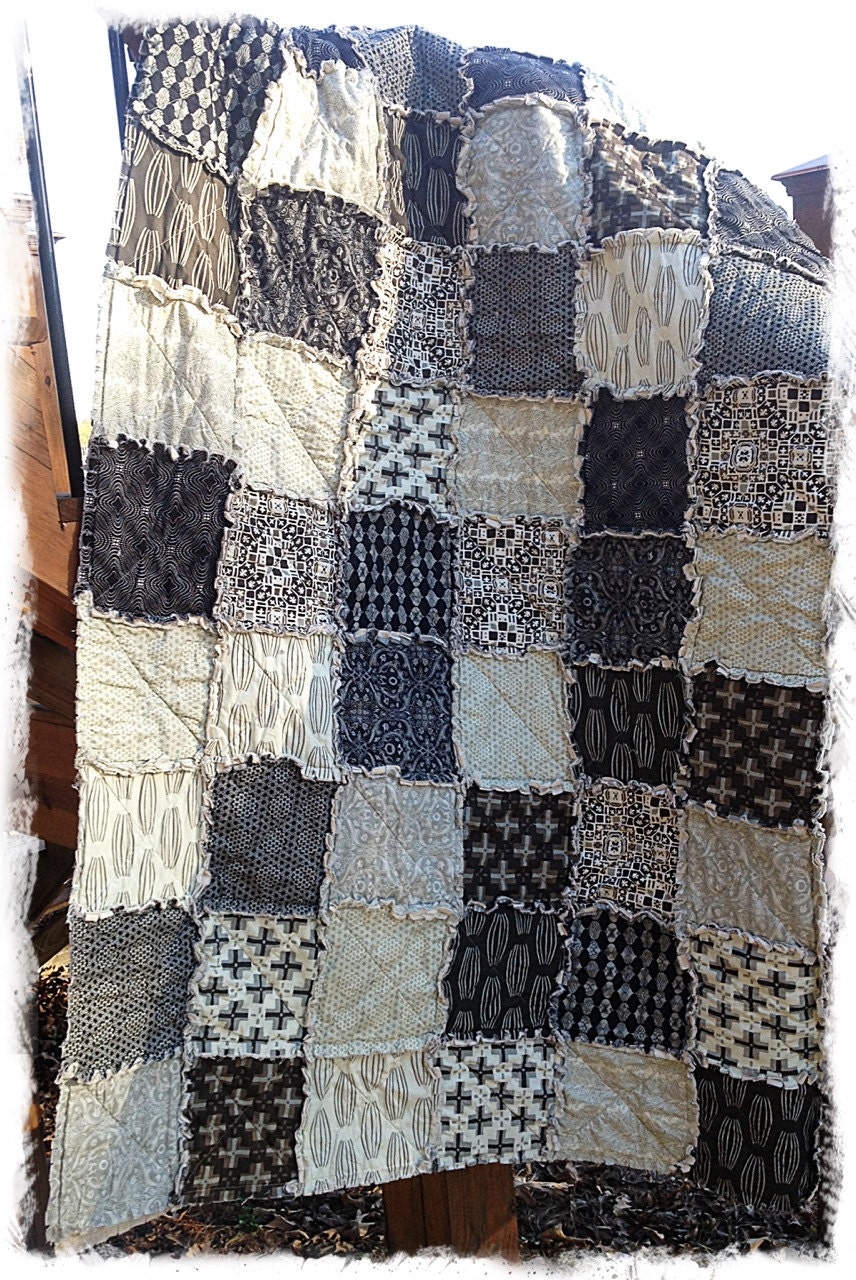 Rag Quilt Queen Size Curious Nature by Parson Gray Mineral