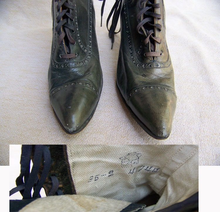 Victorian boots shoes lace up leather high by AntiqueAddictions