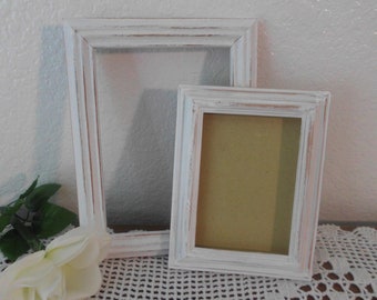 White Frame Set Shabby Chic Photo Picture Distressed Beach Cottage French Country Farmhouse Home Decor Southern Wedding Table Decoration