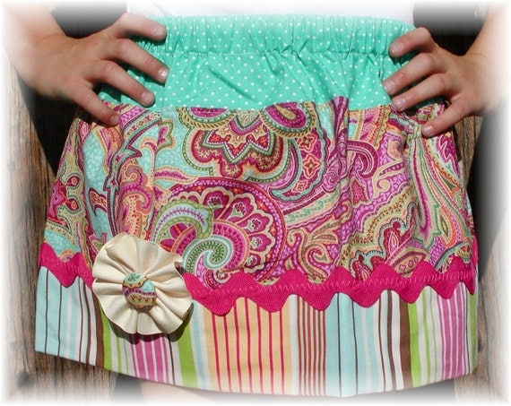 Girls Skirt Custom ...Queen of Paisley...Available in