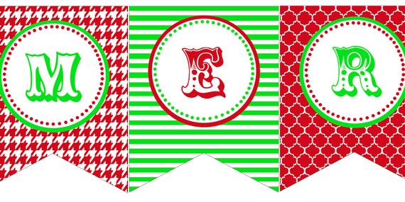 Items similar to Instant Download Merry Christmas Printable Banner on Etsy