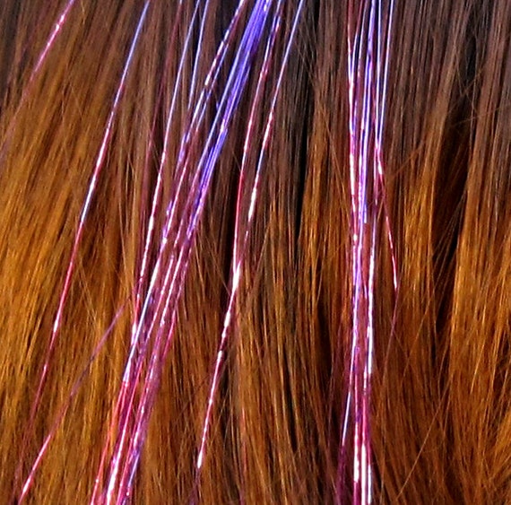 PURPLE HAIR TINSEL with instructions 50 strands of 40