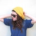 Yellow Sun Hipster Slouchy Crochet Hat Hippy Hippie Snood Rasta Women's Hand Made