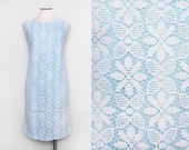 1950s Baby Blue Lace Shift Dress / Medium Vintage