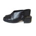 Vintage 90s Black Leather Open Toe Chunky Heel Slingback Sandals 7.5
