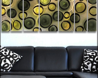 Green Metal Wall Sculpture Large Metal Wall Art Modern Circle Art Metal Art Panels Contemporary Home Decor "Olive Garden" by Brian M Jones