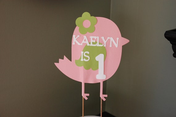 Bird Cake Topper, Bird Smash Cake, Bird Theme,Bird Party, Bird Birthday, Pink and Green Il_570xn