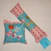 SALE Catnip Cat Toys - Kickstick & Pillow Set - Pink Heart Pattern with Aqua Blue Cats Fabric