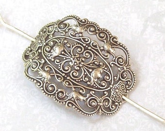 Silver Victorian Shawl Pin, Victorian Filigree Scarf Pin, Silver Hair Slide, oxidized, fashion, silver shawl pin, ornament, stamping