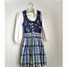 Girls DIRNDL Blue Checkered Flower print Full Dirndl Dress with apron and blouse German folk dress, Oktoberfest, traditional dress for kids