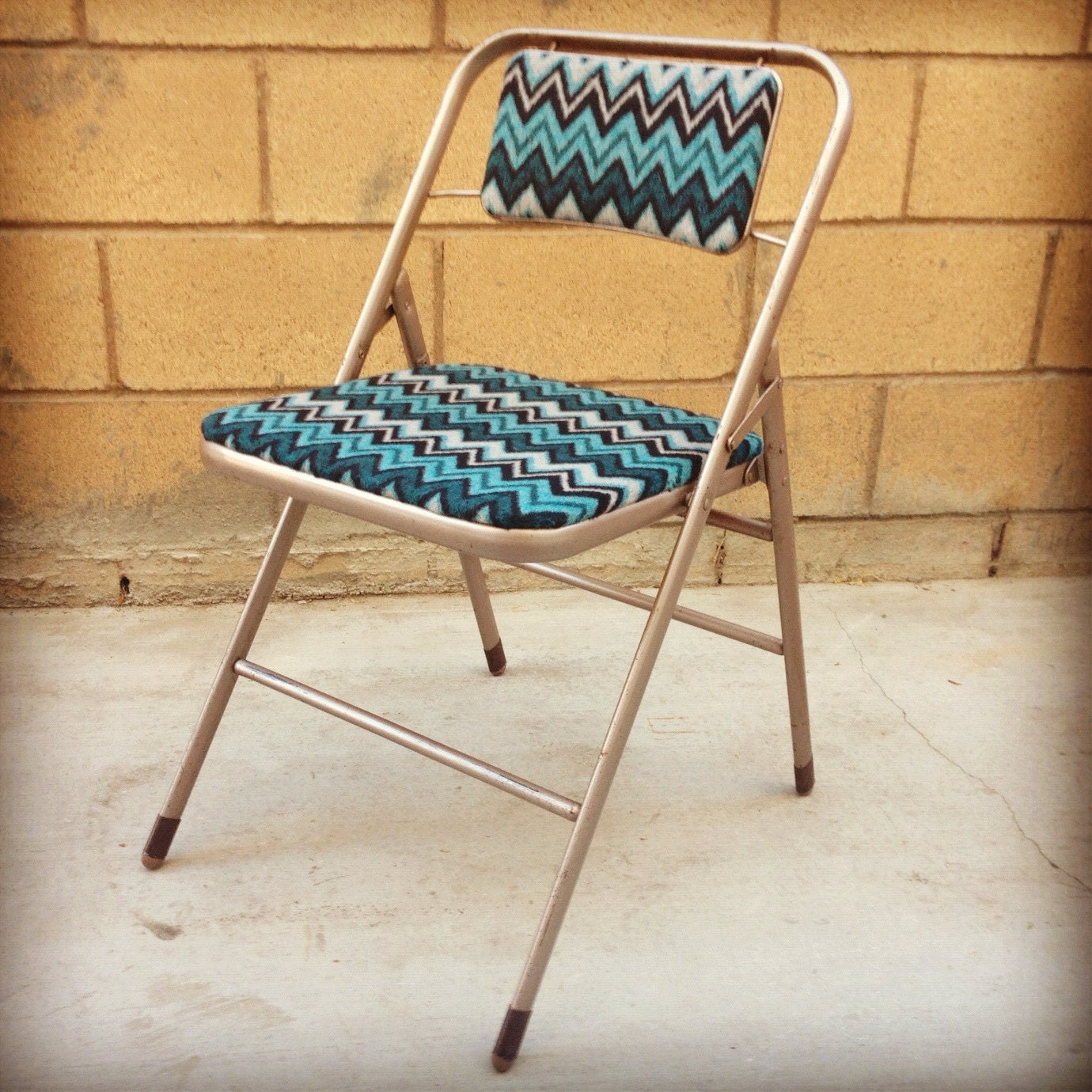 Vintage Folding Metal Samsonite Chair With New Chevron   Il Fullxfull.384198312 Krkh 